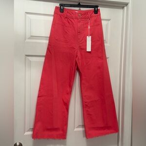 NWT Every coral wide leg frayed jeans Size 6
